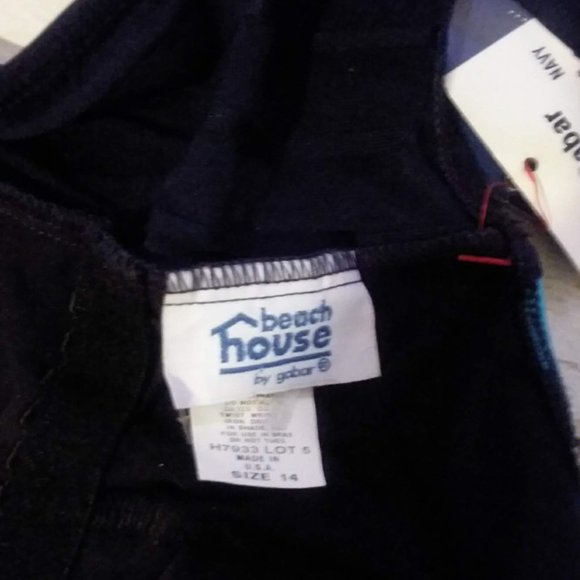 Beach House By Gabar High-Neck Navy Swimsuit Sz.14 - Picture 6 of 7